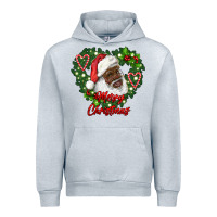 Heather Grey merry christmas african american santa with wreath Urban Hoodie - RanaPortraitStore