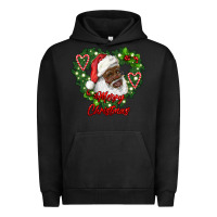 Pigment Black merry christmas african american santa with wreath Urban Hoodie - RanaPortraitStore