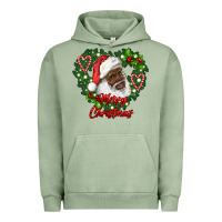 Pigment Oil Green merry christmas african american santa with wreath Urban Hoodie - RanaPortraitStore
