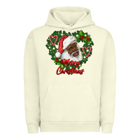 Pigment Pistachio merry christmas african american santa with wreath Urban Hoodie - RanaPortraitStore