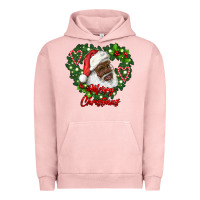 Pigment Salmon merry christmas african american santa with wreath Urban Hoodie - RanaPortraitStore