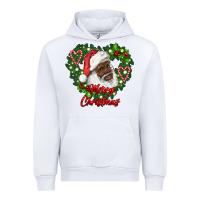 White merry christmas african american santa with wreath Urban Hoodie - RanaPortraitStore