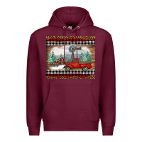 Burgundy Christmas farm and truck Premium Hoodie - RanaPortraitStore