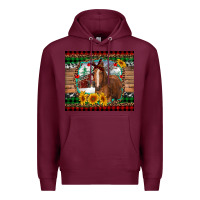 Burgundy christmas farm and horse Premium Hoodie - RanaPortraitStore