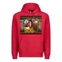 Cardinal christmas farm and horse Premium Hoodie - RanaPortraitStore