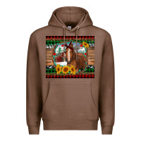 Chestnut christmas farm and horse Premium Hoodie - RanaPortraitStore