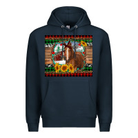 Navy christmas farm and horse Premium Hoodie - RanaPortraitStore