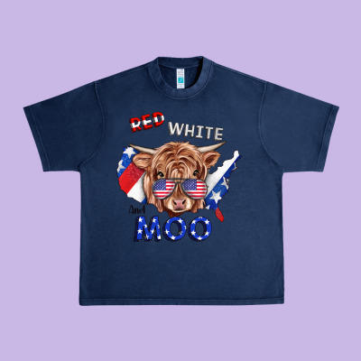 Red White And Moo Cow Urban Heavy Tee Designed By Ranaportraitstore