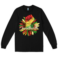 Black juneteenth fist sunflower Long Sleeve Tee - BarkalooDesign