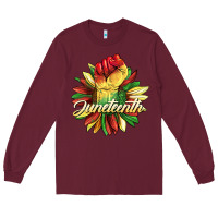 Burgundy juneteenth fist sunflower Long Sleeve Tee - BarkalooDesign
