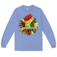 Colony Blue juneteenth fist sunflower Long Sleeve Tee - BarkalooDesign