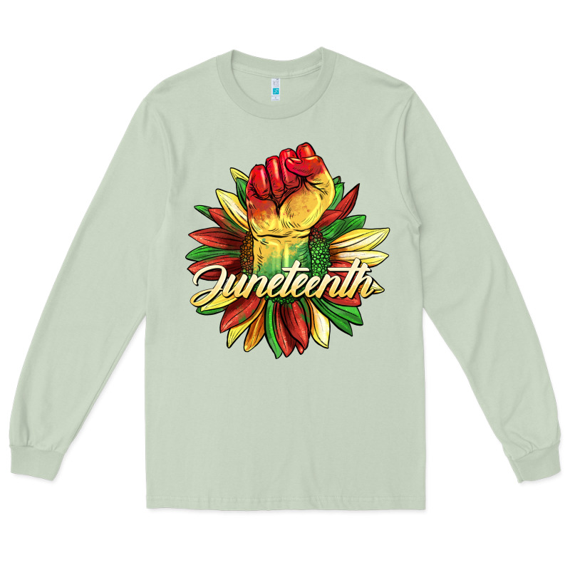 Juneteenth Fist Sunflower Long Sleeve Tee by BarkalooDesign | Teevron