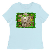 Baby Blue st patricks day sheep shamrock gold  serape leopard glitter Ladies Tee - Artiststas