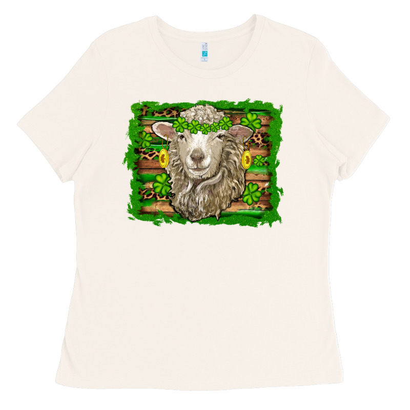 St Patricks Day Sheep Shamrock Gold  Serape Leopard Glitter Ladies Tee by Artiststas | Teevron