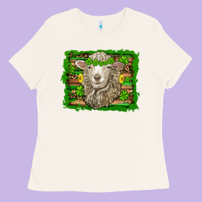 St Patricks Day Sheep Shamrock Gold  Serape Leopard Glitter Ladies Tee Designed By Artiststas