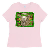 Bubblegum Pink st patricks day sheep shamrock gold  serape leopard glitter Ladies Tee - Artiststas