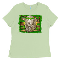 Matcha st patricks day sheep shamrock gold  serape leopard glitter Ladies Tee - Artiststas