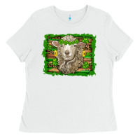 White st patricks day sheep shamrock gold  serape leopard glitter Ladies Tee - Artiststas