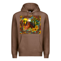 Chestnut western horse and sunflower Premium Hoodie - RanaPortraitStore