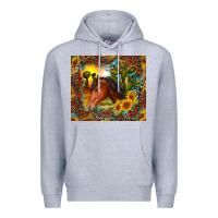 Heather Grey western horse and sunflower Premium Hoodie - RanaPortraitStore