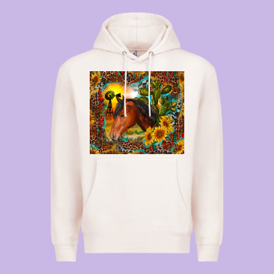 Western Horse And Sunflower Premium Hoodie Designed By Ranaportraitstore