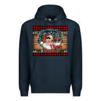 Navy merry christmas santa and farm Premium Hoodie - RanaPortraitStore
