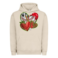 Pigment French Oak baseball with strawberry hearts Urban Hoodie - texasbilliewilder
