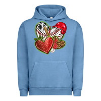 Pigment Pebble Blue baseball with strawberry hearts Urban Hoodie - texasbilliewilder