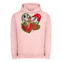Pigment Salmon baseball with strawberry hearts Urban Hoodie - texasbilliewilder