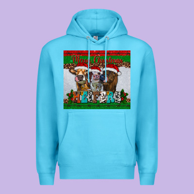 Merry Christmas Heifers Premium Hoodie Designed By Ranaportraitstore