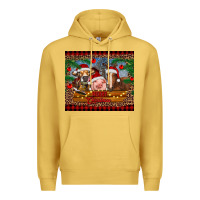 Antique Gold merry christmas cow pig and horse Premium Hoodie - RanaPortraitStore