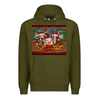 Army Green merry christmas cow pig and horse Premium Hoodie - RanaPortraitStore