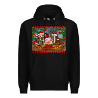 Black merry christmas cow pig and horse Premium Hoodie - RanaPortraitStore
