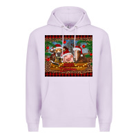 Lilac merry christmas cow pig and horse Premium Hoodie - RanaPortraitStore