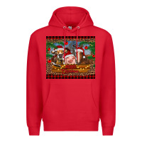 Red merry christmas cow pig and horse Premium Hoodie - RanaPortraitStore