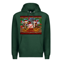 Sports Green merry christmas cow pig and horse Premium Hoodie - RanaPortraitStore