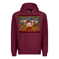 Burgundy merry christmas cow pig and horse Premium Hoodie - RanaPortraitStore