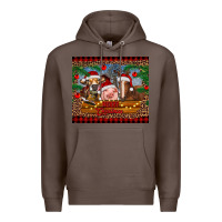 Coffee merry christmas cow pig and horse Premium Hoodie - RanaPortraitStore