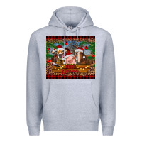 Heather Grey merry christmas cow pig and horse Premium Hoodie - RanaPortraitStore