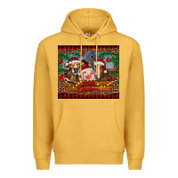 Mustard merry christmas cow pig and horse Premium Hoodie - RanaPortraitStore
