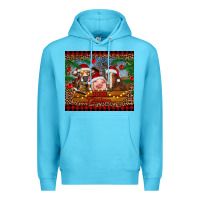 Ocean Blue merry christmas cow pig and horse Premium Hoodie - RanaPortraitStore