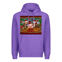 Purple merry christmas cow pig and horse Premium Hoodie - RanaPortraitStore