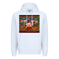 White merry christmas cow pig and horse Premium Hoodie - RanaPortraitStore