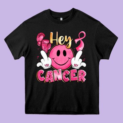 Hey Cancer With Middle Fingers Heavy Core Tee Designed By Lillyallendesigns