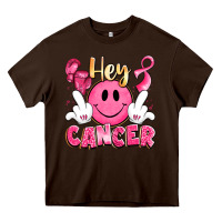 Chocolate Brown hey cancer with middle fingers Heavy Core Tee - LillyAllenDesigns