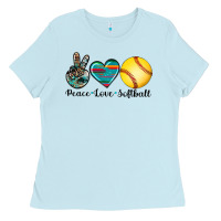 Peace Love Softball Ladies Tee | Teevron