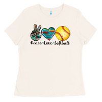 Bone peace love softball Ladies Tee - Artiststas