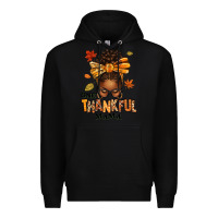 Black one thankful mama afro messy bun Premium Hoodie - texasbilliewilder