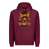 Burgundy one thankful mama afro messy bun Premium Hoodie - texasbilliewilder
