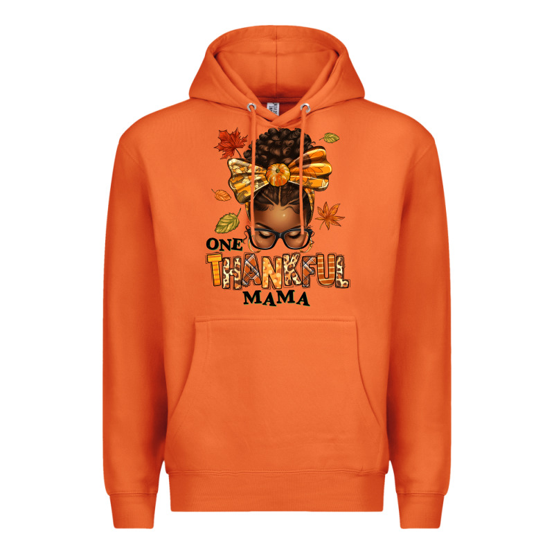 One Thankful Mama Afro Messy Bun Premium Hoodie by texasbilliewilder | Teevron